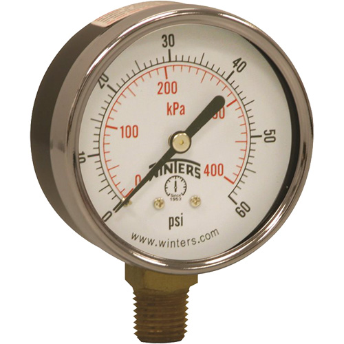 Manom&egrave;tre &eacute;conomique,  2-1/2", 0 - 60 psi, Fixation inf&eacute;rieure, Analogique Distribution Jean Lapalme
