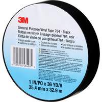 Ruban en vinyle pour travaux g&eacute;n&eacute;raux 764, 25,4 mm (1") la x 32,9 m (108') lo, 5 mils, Noir Distribution Jean Lapalme