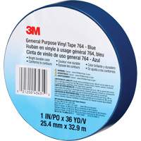Ruban en vinyle pour travaux g&eacute;n&eacute;raux 764, 25,4 mm (1") la x 32,9 m (108') lo, 5 mils, Bleu Distribution Jean Lapalme
