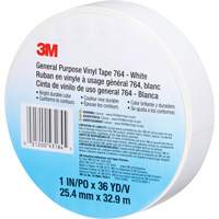 Ruban en vinyle pour travaux g&eacute;n&eacute;raux 764, 25,4 mm (1") la x 32,9 m (108') lo, 5 mils, Blanc Distribution Jean Lapalme