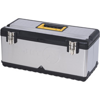 JPSTB-22 Boîte &agrave; outils en acier inoxydable, 11" P x 22-1/2" la x 10-3/4" h, Noir/Gris Distribution Jean Lapalme
