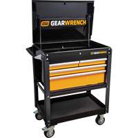Chariot utilitaire, 4 tiroirs, 33" lo x 21" la x 42" h, Noir/Orange Distribution Jean Lapalme