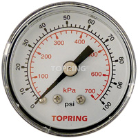 Pressure Gauge, 1-1/2" , 0 - 100 psi, Back Mount, Analogue Distribution Jean Lapalme
