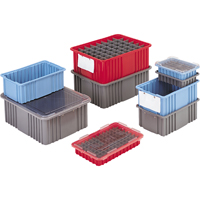 Divider Box&reg; Containers, Polyethylene, 10.8" W x 8.3" D x 2.5" H, Grey Distribution Jean Lapalme