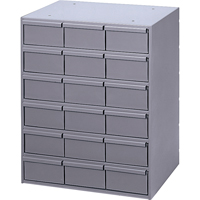 Casiers &agrave; tiroirs industriels, 18 tiroirs, 17-1/4" la x 11-5/8" p x 21-1/4" h, Gris Distribution Jean Lapalme