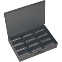 Compartment Scoop Boxes, Steel, 12 Slots, 18" W x 12" D x 3" H, Grey Distribution Jean Lapalme