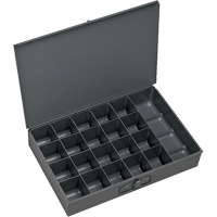 Compartment Scoop Boxes, Steel, 21 Slots, 18" W x 12" D x 3" H, Grey Distribution Jean Lapalme