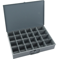 Compartment Scoop Boxes, Steel, 24 Slots, 18" W x 12" D x 3" H, Grey Distribution Jean Lapalme