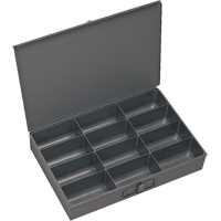 Compartment Scoop Boxes, Steel, 12 Slots, 13 3/8" W x 9-1/4" D x 2" H, Grey Distribution Jean Lapalme