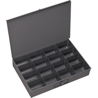 Compartment Scoop Boxes, Steel, 16 Slots, 13-3/8" W x 9-1/4" D x 2" H, Grey Distribution Jean Lapalme