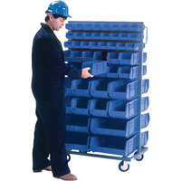 Support mobile deux c&ocirc;t&eacute;s pour bacs, &agrave; deux c&ocirc;t&eacute;s, 96 bacs, 36" la x 24" p x 63" h Distribution Jean Lapalme