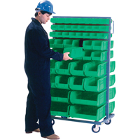 Support mobile deux c&ocirc;t&eacute;s pour bacs, &agrave; deux c&ocirc;t&eacute;s, 96 bacs, 36" la x 24" p x 63" h Distribution Jean Lapalme