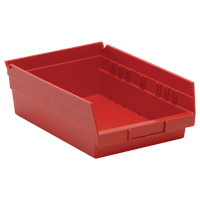 Shelf Bins, 8-3/8" W x 4" H x 11-5/8" D, Red, 30 lbs. Capacity Distribution Jean Lapalme