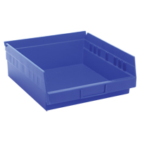 Bacs de rangement pour tablettes, 11-1/8" la x 4" H x 11-5/8" p, Bleu, Capacit&eacute; 30 lb Distribution Jean Lapalme