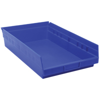 Shelf Bins, 11-1/8" W x 4" H x 17-7/8" D, Blue, 40 lbs. Capacity Distribution Jean Lapalme