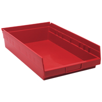 Shelf Bins, 11-1/8" W x 4" H x 17-7/8" D, Red, 40 lbs. Capacity Distribution Jean Lapalme