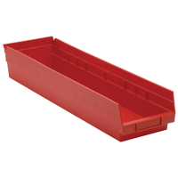 Bacs de rangement pour tablettes, 6-5/8" la x 4" H x 23-5/8" p, Rouge, Capacit&eacute; 50 lb Distribution Jean Lapalme