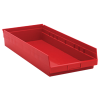 Shelf Bins, 11-1/8" W x 4" H x 23-5/8" D, Red, 50 lbs. Capacity Distribution Jean Lapalme