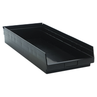 Economy Shelf Bin, 11-1/8" W x 4" H x 23-5/8" D, Black, 60 lbs. Capacity Distribution Jean Lapalme