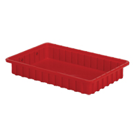 Divider Box&reg; Containers, Polyethylene, 16.5" W x 10.9" D x 2.5" H, Red Distribution Jean Lapalme