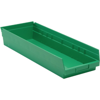 Shelf Bins, 8-3/8" W x 4" H x 23-5/8" D, Green, 50 lbs. Capacity Distribution Jean Lapalme