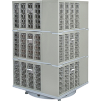 Armoire industrielle robuste avec carrousel &agrave; tiroirs, Acier, 240 tiroirs, 27" la x 27" p x 48" h, Gris Distribution Jean Lapalme
