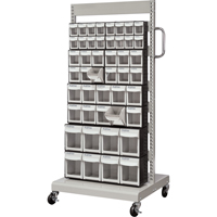 Mobile Tilt Bin Rack, Single-sided, 46 bins, 26-1/4" W x 22" D x 57-1/2" H Distribution Jean Lapalme