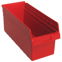 Store-Max Shelf Bins, 8-3/8" W x 8" H x 17-7/8" D, Red, 56 lbs. Capacity Distribution Jean Lapalme