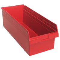 Store-Max Shelf Bins, 11-1/8" W x 8" H x 23-5/8" D, Red, 68 lbs. Capacity Distribution Jean Lapalme