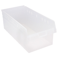 Store-Max Shelf Bins, 11-1/8" W x 8" H x 23-5/8" D, Clear, 68 lbs. Capacity Distribution Jean Lapalme