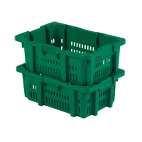 Food Handling Plastic Stack-N-Nest Container, 16" x 23.9" x 8.8", Green Distribution Jean Lapalme