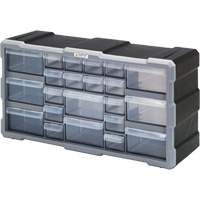 Drawer Cabinet, Plastic, 22 Drawers, 19-1/2" x 6-1/4" x 10", Black Distribution Jean Lapalme