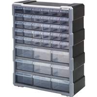 Drawer Cabinet, Plastic, 39 Drawers, 15" x 6-1/4" x 18-3/4", Black Distribution Jean Lapalme