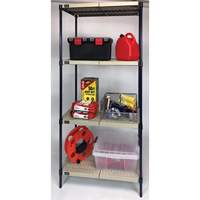 &eacute;tag&egrave;re en fils m&eacute;talliques avec tablettes en plastique, Cadre en fils m&eacute;talliques avec tablettes en plastique, Sans boulons, De base, 30" la x 72" h x 18" p Distribution Jean Lapalme
