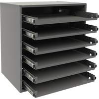 Small Bearing Slide Rack, Steel, 6 Slots, 15-9/16" W x 11-7/8" D x 16-3/8" H, Grey Distribution Jean Lapalme