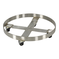 Chariots pour barils, Acier inoxydable, Capacit&eacute;e 800 lb, Diam&egrave;tre 23-1/4", Roue en Caoutchouc Distribution Jean Lapalme