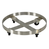 Chariots pour barils, Acier inoxydable, Capacit&eacute;e 800 lb, Diam&egrave;tre 23-1/4", Roue en Caoutchouc Distribution Jean Lapalme