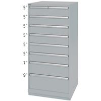 Drawer Cabinets, 8 Drawers, 28-1/4" W x 28-1/2" D x 59-1/2" H, Grey Distribution Jean Lapalme