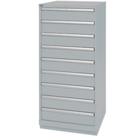 Drawer Cabinets, 9 Drawers, 28-1/4" W x 28-1/2" D x 59-1/2" H, Grey Distribution Jean Lapalme