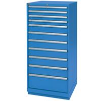 Drawer Cabinets, 11 Drawers, 28-1/4" W x 28-1/2" D x 59-1/2" H, Bright blue Distribution Jean Lapalme