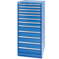 Drawer Cabinets, 12 Drawers, 28-1/4" W x 28-1/2" D x 59-1/2" H, Bright blue Distribution Jean Lapalme