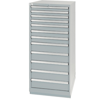 Drawer Cabinets, 12 Drawers, 28-1/4" W x 28-1/2" D x 59-1/2" H, Grey Distribution Jean Lapalme
