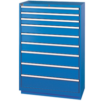 Drawer Cabinets, 9 Drawers, 40-1/4" W x 22-1/2" D x 59-1/2" H, Bright blue Distribution Jean Lapalme