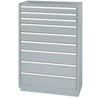 Drawer Cabinets, 9 Drawers, 40-1/4" W x 22-1/2" D x 59-1/2" H, Grey Distribution Jean Lapalme