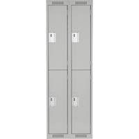 Clean Line Lockers, 2 -tier, Bank of 2, 24" x 18" x 72", Steel, Grey, Rivet (Assembled) Distribution Jean Lapalme