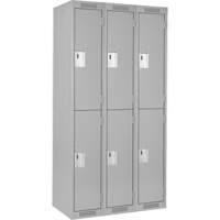 Clean Line Lockers, 2 -tier, Bank of 3, 36" x 18" x 72", Steel, Grey, Rivet (Assembled) Distribution Jean Lapalme