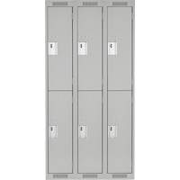 Clean Line Lockers, 2 -tier, Bank of 3, 36" x 18" x 72", Steel, Grey, Rivet (Assembled) Distribution Jean Lapalme