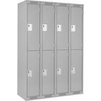 Clean Line Lockers, 2 -tier, Bank of 4, 48" x 18" x 72", Steel, Grey, Rivet (Assembled) Distribution Jean Lapalme
