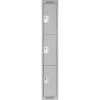 Clean Line Lockers, 3 -tier, 12" x 18" x 72", Steel, Grey, Rivet (Assembled) Distribution Jean Lapalme