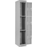 Clean Line Lockers, 3 -tier, Bank of 4, 48" x 18" x 72", Steel, Grey, Rivet (Assembled) Distribution Jean Lapalme